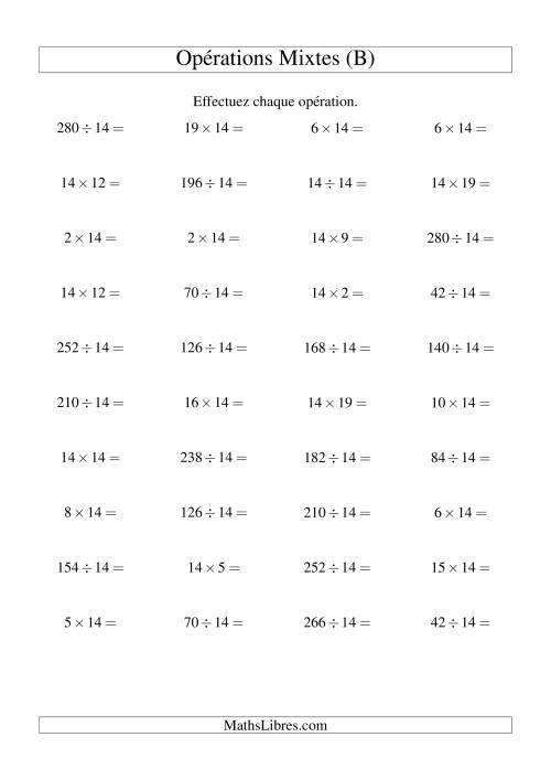 Multiplication et division -- Règles de 14 (variation 1 à 20) (B)