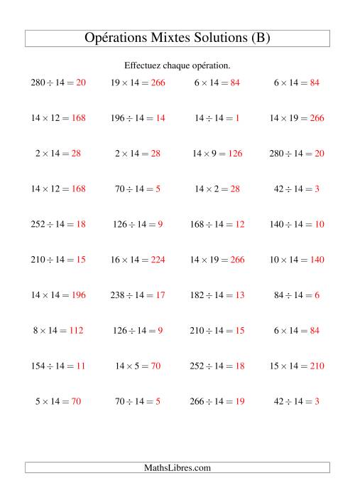 Multiplication et division -- Règles de 14 (variation 1 à 20) (B) page 2