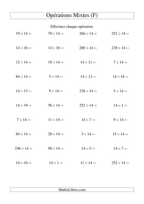 Multiplication et division -- Règles de 14 (variation 1 à 20) (F)