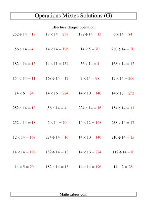 Multiplication et division -- Règles de 14 (variation 1 à 20) (G) page 2