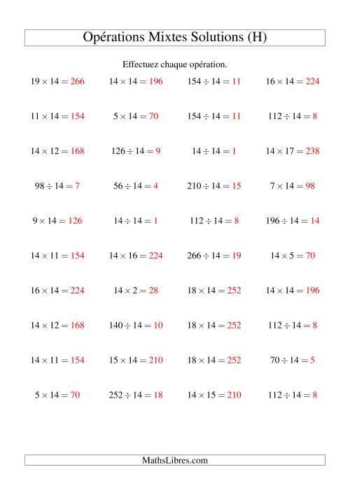 Multiplication et division -- Règles de 14 (variation 1 à 20) (H) page 2