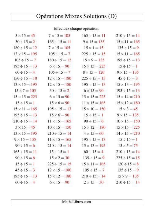 Multiplication et division -- Règles de 15 (variation 1 à 15) (D) page 2