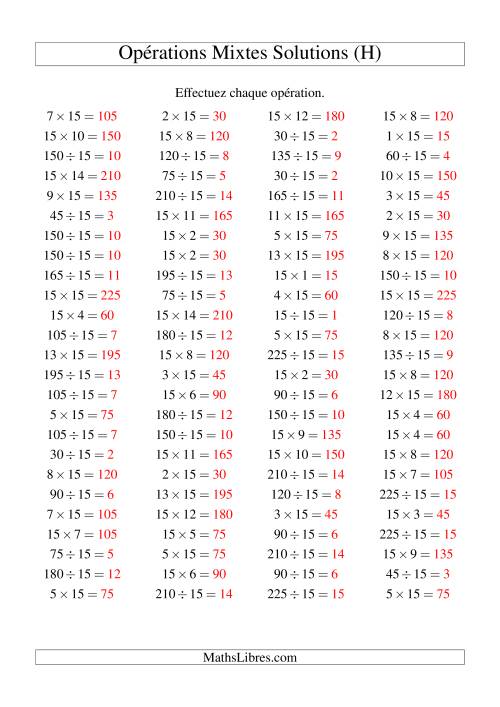 Multiplication et division -- Règles de 15 (variation 1 à 15) (H) page 2