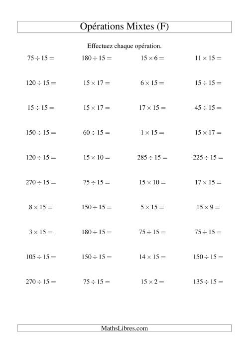 Multiplication et division -- Règles de 16 (variation 1 à 15) (F)