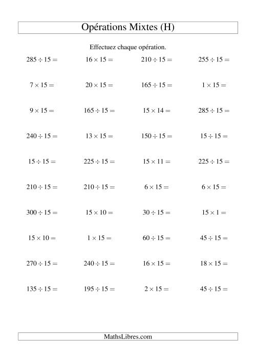Multiplication et division -- Règles de 16 (variation 1 à 15) (H)