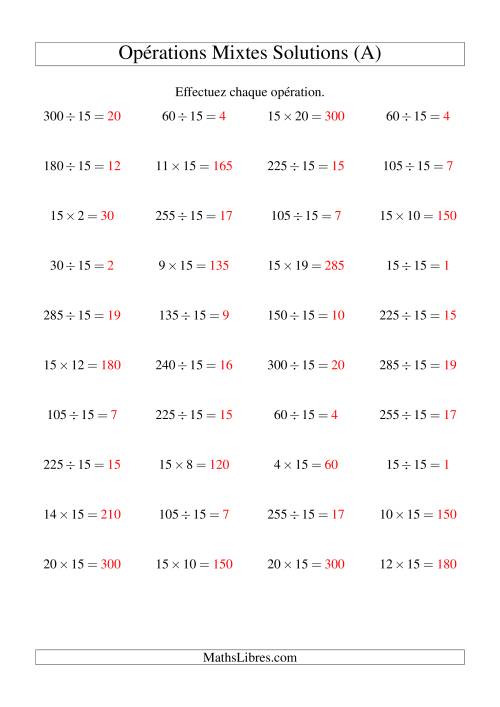 Multiplication et division -- Règles de 16 (variation 1 à 15) (Tout) page 2
