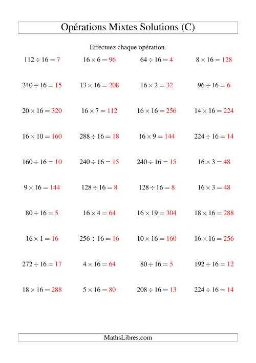 Multiplication et division -- Règles de 16 (variation 1 à 20) (C) page 2