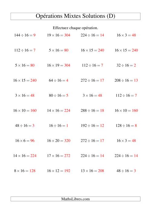 Multiplication et division -- Règles de 16 (variation 1 à 20) (D) page 2