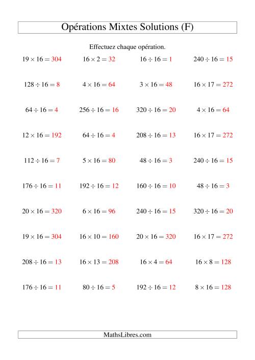 Multiplication et division -- Règles de 16 (variation 1 à 20) (F) page 2