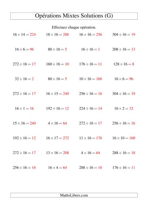 Multiplication et division -- Règles de 16 (variation 1 à 20) (G) page 2