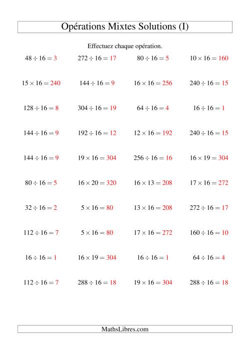 Multiplication et division -- Règles de 16 (variation 1 à 20) (I) page 2