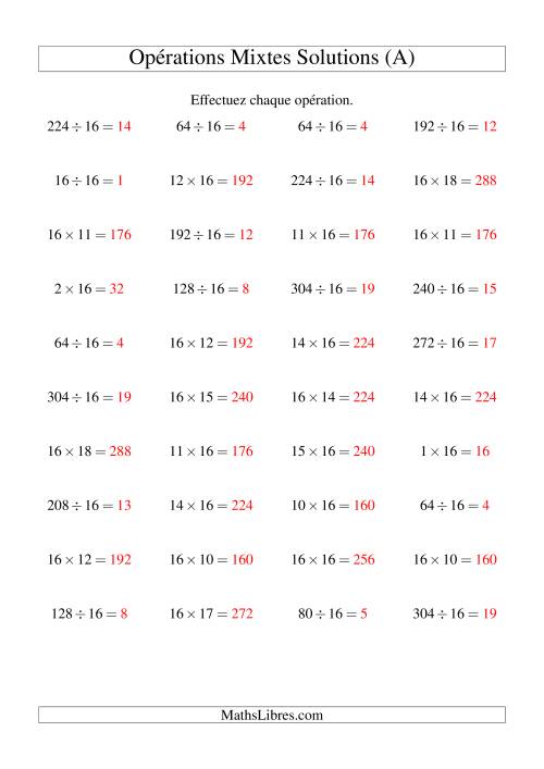 Multiplication et division -- Règles de 16 (variation 1 à 20) (Tout) page 2