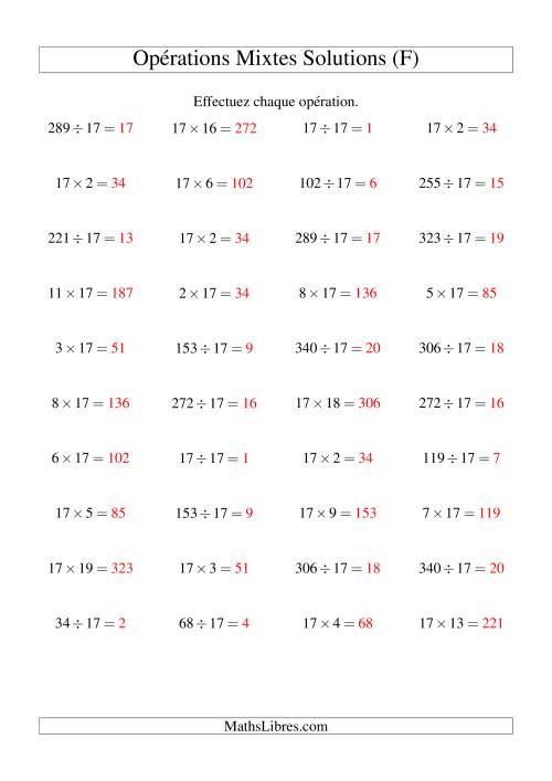 Multiplication et division -- Règles de 17 (variation 1 à 20) (F) page 2