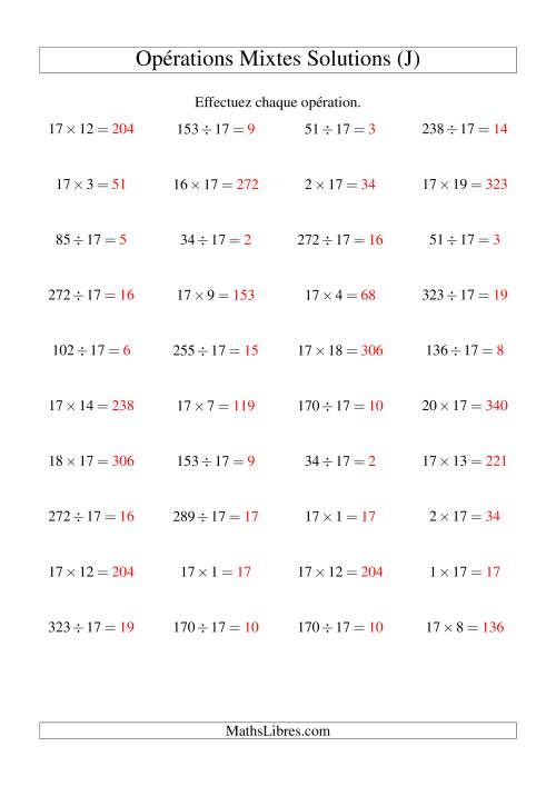 Multiplication et division -- Règles de 17 (variation 1 à 20) (J) page 2