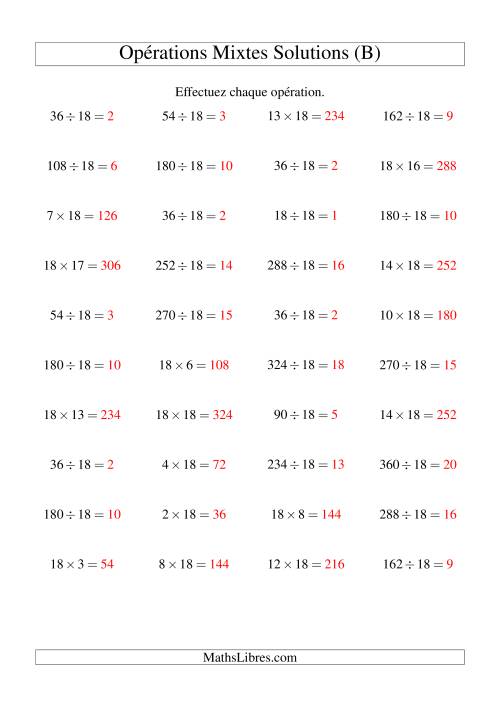 Multiplication et division -- Règles de 18 (variation 1 à 20) (B) page 2