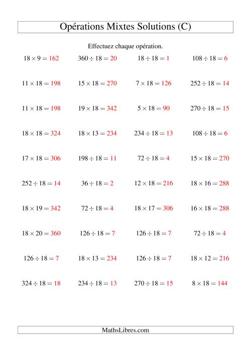 Multiplication et division -- Règles de 18 (variation 1 à 20) (C) page 2