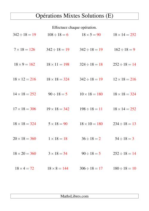 Multiplication et division -- Règles de 18 (variation 1 à 20) (E) page 2