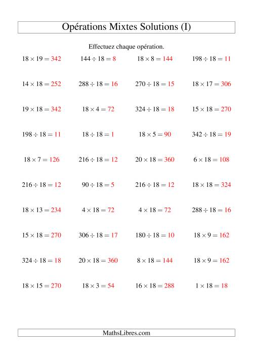 Multiplication et division -- Règles de 18 (variation 1 à 20) (I) page 2