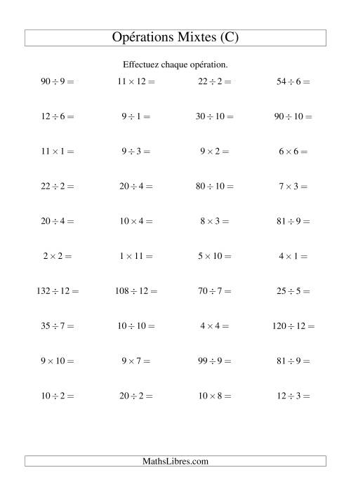 Multiplication et Division -- Règles 1 à 12 (C)