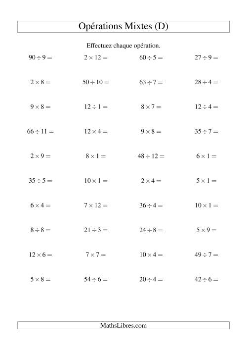 Multiplication et Division -- Règles 1 à 12 (D)