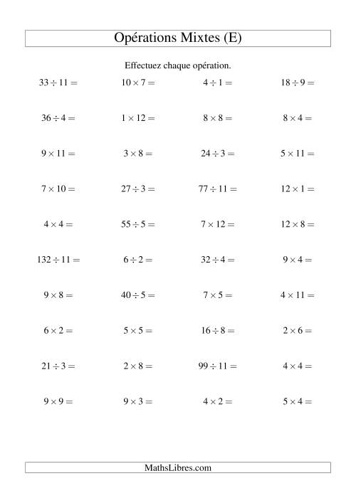 Multiplication et Division -- Règles 1 à 12 (E)
