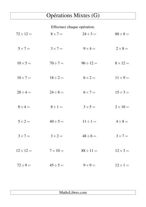 Multiplication et Division -- Règles 1 à 12 (G)