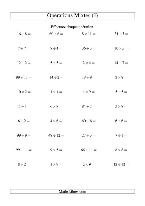 Multiplication et Division -- Règles 1 à 12 (J)