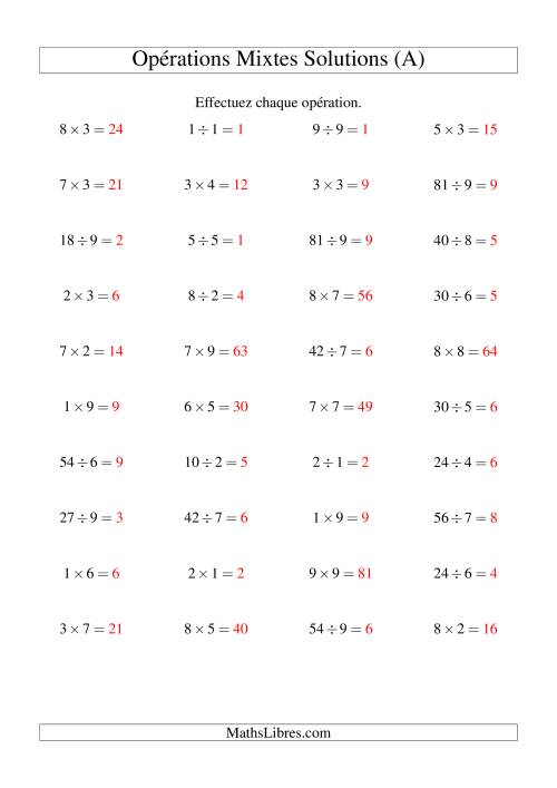 Multiplication et Division -- Règles 1 à 9 (A) page 2