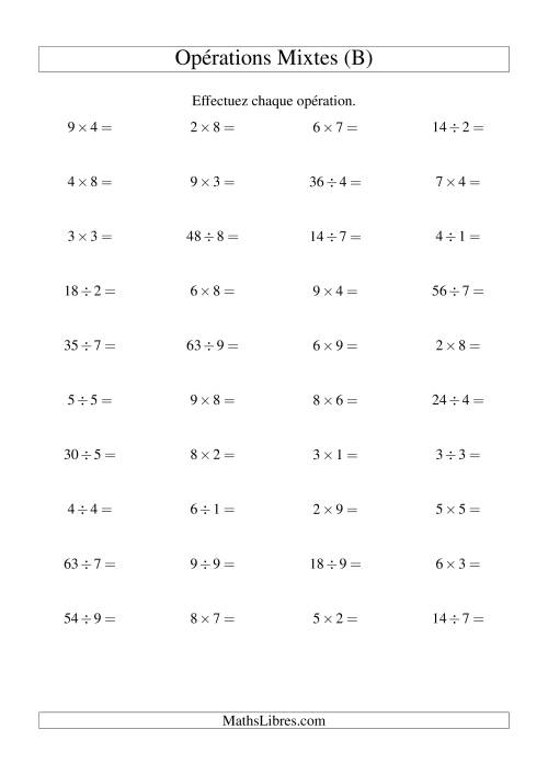 Multiplication et Division -- Règles 1 à 9 (B)
