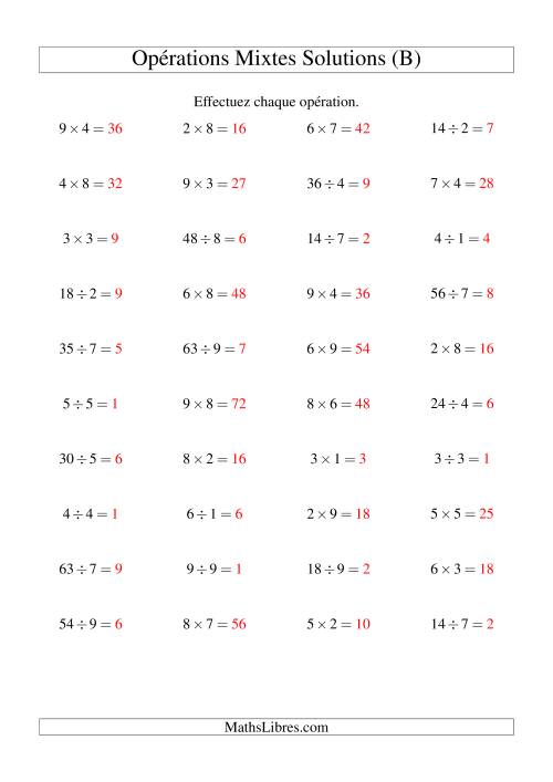 Multiplication et Division -- Règles 1 à 9 (B) page 2