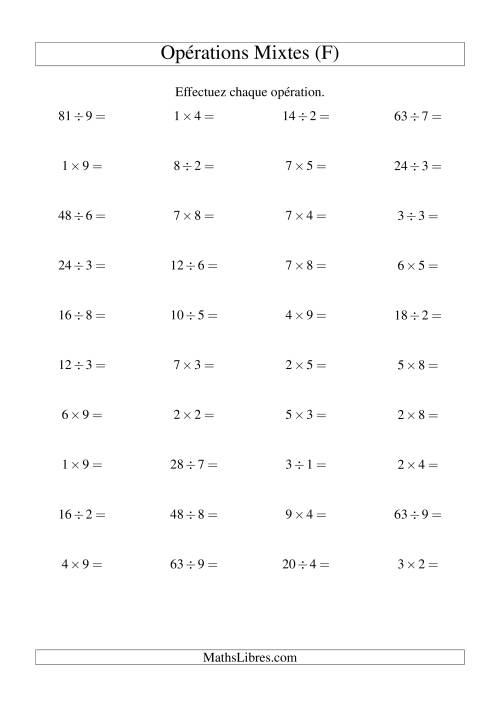 Multiplication et Division -- Règles 1 à 9 (F)