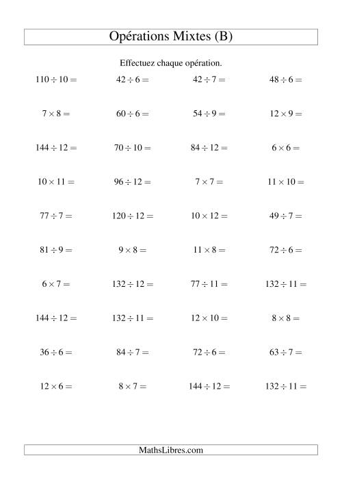Multiplication et Division -- Règles 6 à 12 (B)