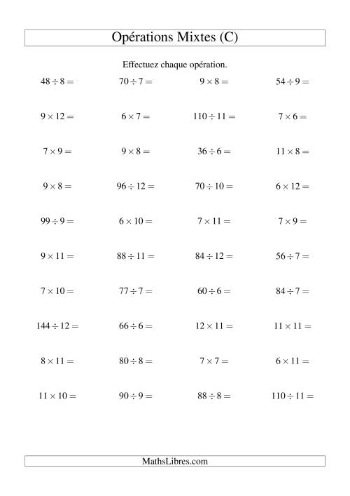 Multiplication et Division -- Règles 6 à 12 (C)