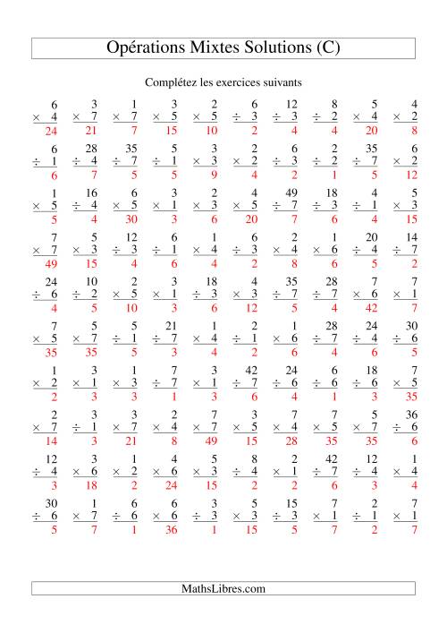 Multiplication et Division -- Variation 1 à 7 (C) page 2