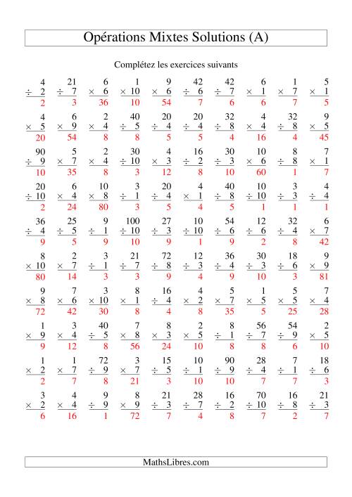 Multiplication et Division -- Variation 1 à 10 (A) page 2
