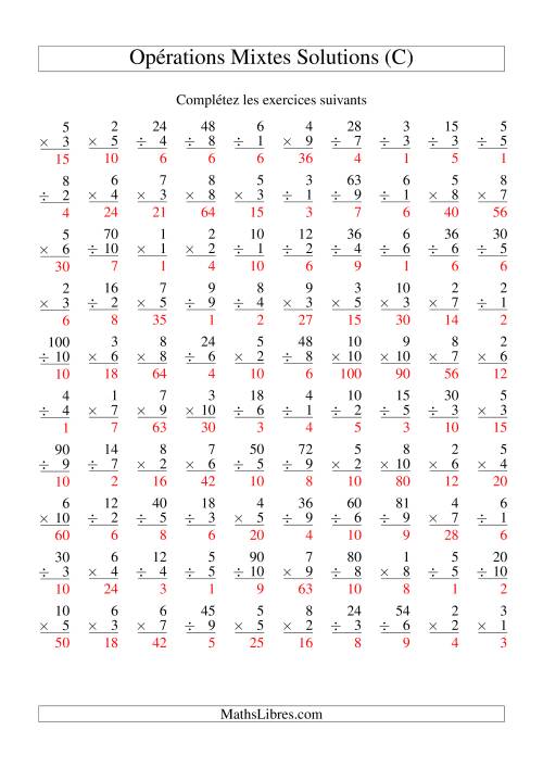 Multiplication et Division -- Variation 1 à 10 (C) page 2