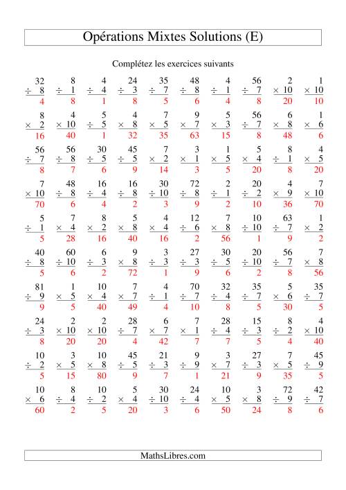 Multiplication et Division -- Variation 1 à 10 (E) page 2