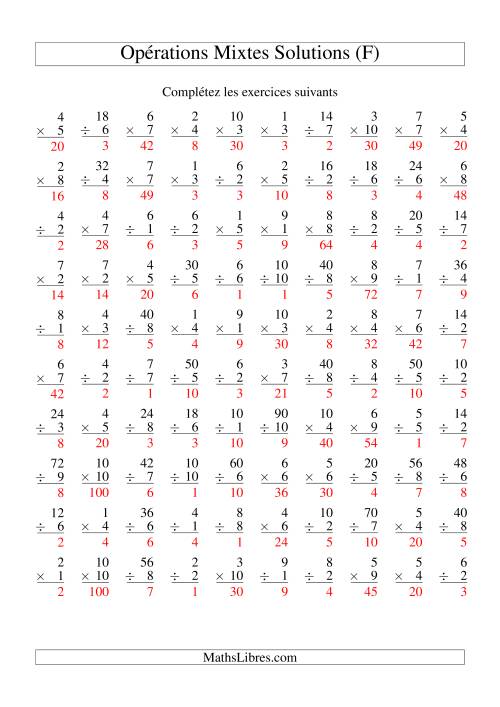 Multiplication et Division -- Variation 1 à 10 (F) page 2