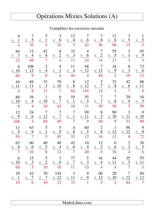 Multiplication et Division -- Variation 1 à 12 (Tout) page 2