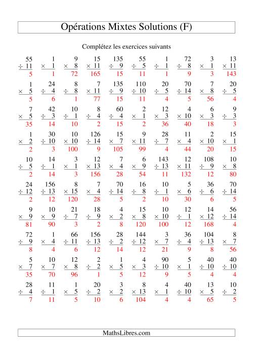 Multiplication et Division -- Variation 1 à 15 (F) page 2