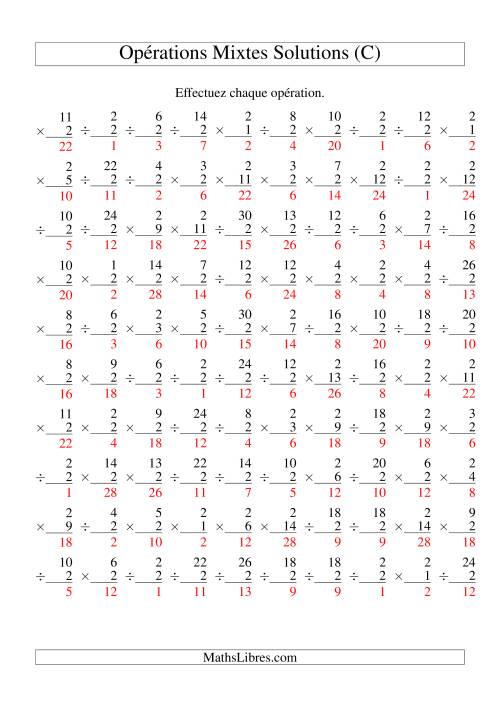Multiplication et Division -- Règles de 2 (Variation 1 à 15) (C) page 2