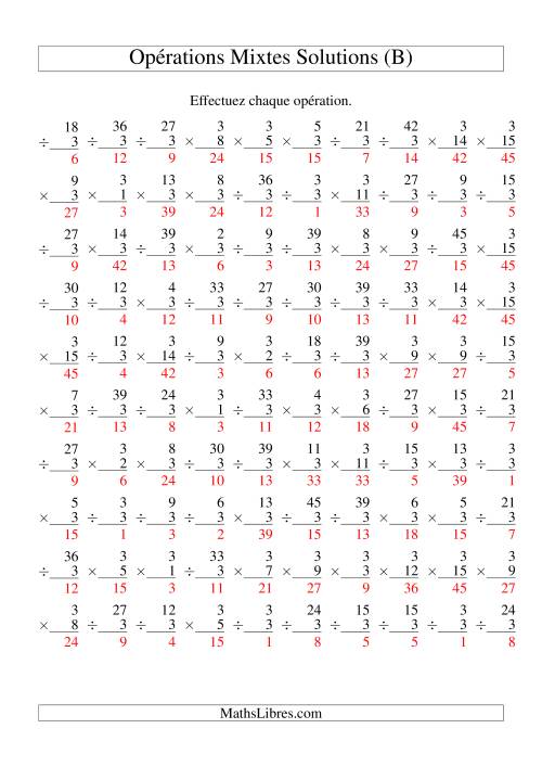 Multiplication et Division -- Règles de 3 (Variation 1 à 15) (B) page 2