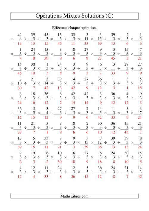 Multiplication et Division -- Règles de 3 (Variation 1 à 15) (C) page 2