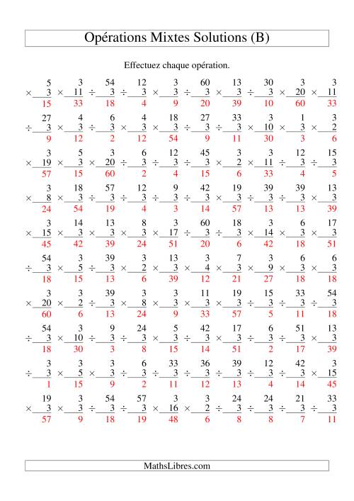 Multiplication et Division -- Règles de 3 (Variation 1 à 20) (B) page 2