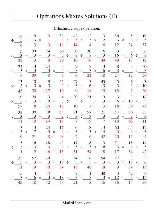 Multiplication et Division -- Règles de 3 (Variation 1 à 20) (E) page 2