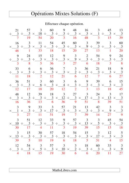 Multiplication et Division -- Règles de 3 (Variation 1 à 20) (F) page 2