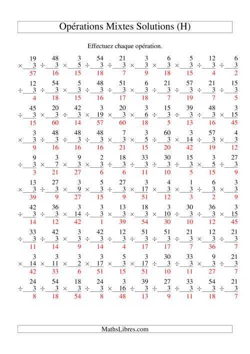 Multiplication et Division -- Règles de 3 (Variation 1 à 20) (H) page 2