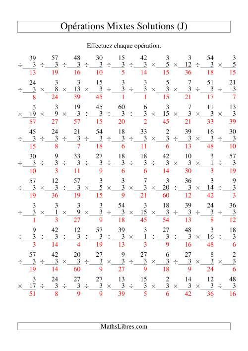 Multiplication et Division -- Règles de 3 (Variation 1 à 20) (J) page 2