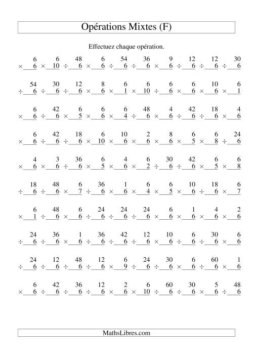 Multiplication et Division -- Règles de 6 (Variation 1 à 10) (F)