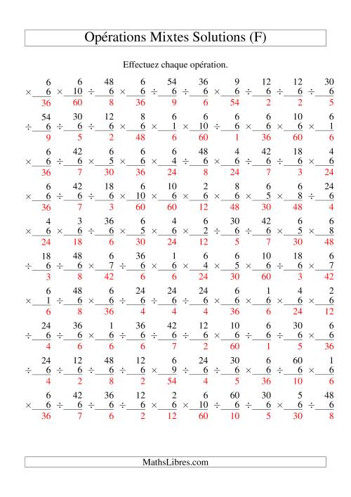 Multiplication et Division -- Règles de 6 (Variation 1 à 10) (F) page 2